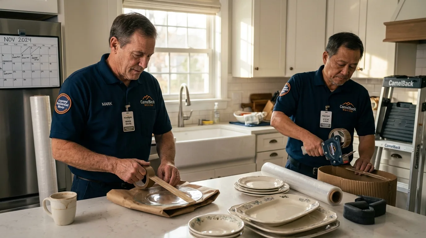 Professional crew packing kitchen dishware in Boulder, CO
